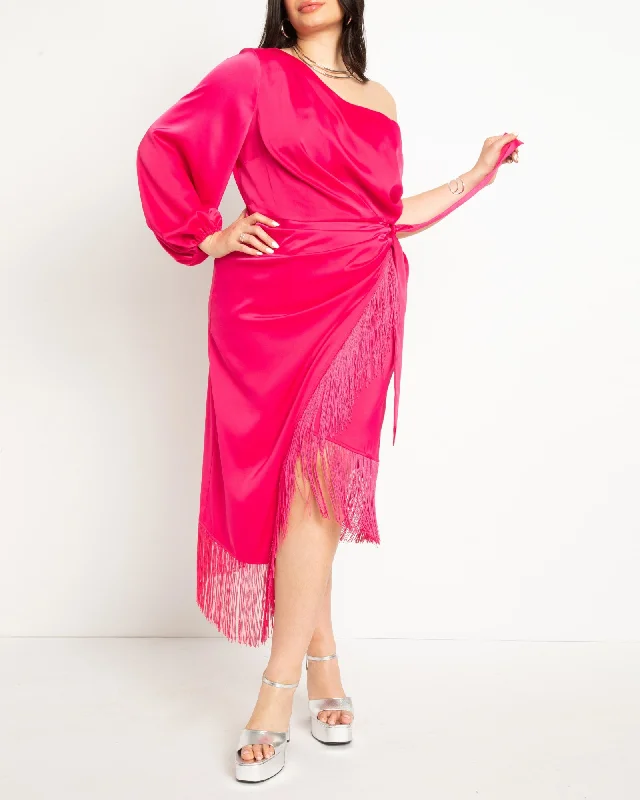 Mega Sale One Shoulder Fringe Dress | Pink Peacock