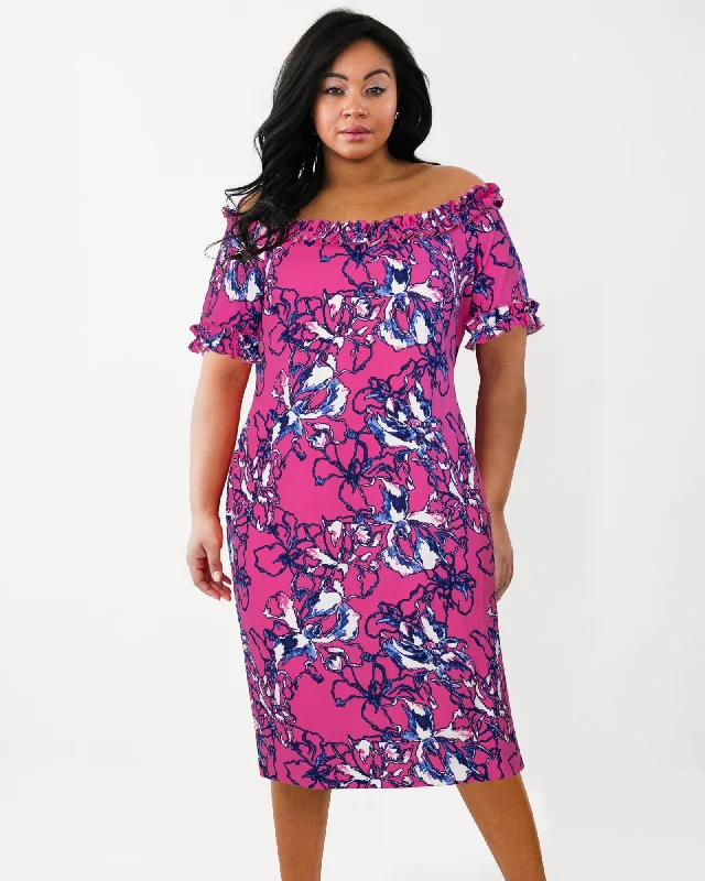Crazy Deals Off the Shoulder Ruffle Sheath Dress | Pink
