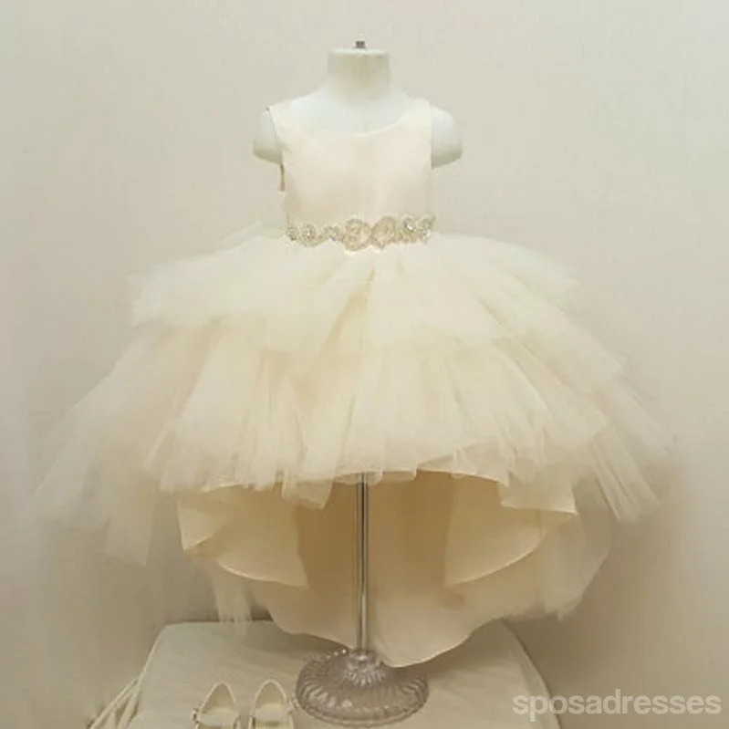 Price Fest Ivory Satin Top Rhinestone Belt Hi-low Tulle Flower Girl Dresses, Cheap Little Girl Dresses, FG028 Price Fest Ivory Satin Top Rhinestone Belt Hi-low Tulle Flower Girl Dresses, Cheap Little Girl Dresses, FG028