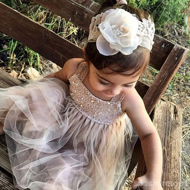 Blowout Deals Strap Beaded Sequin Top Tulle A-line Flower Girl Dresses, Lovely Little girl Dresses, FG066