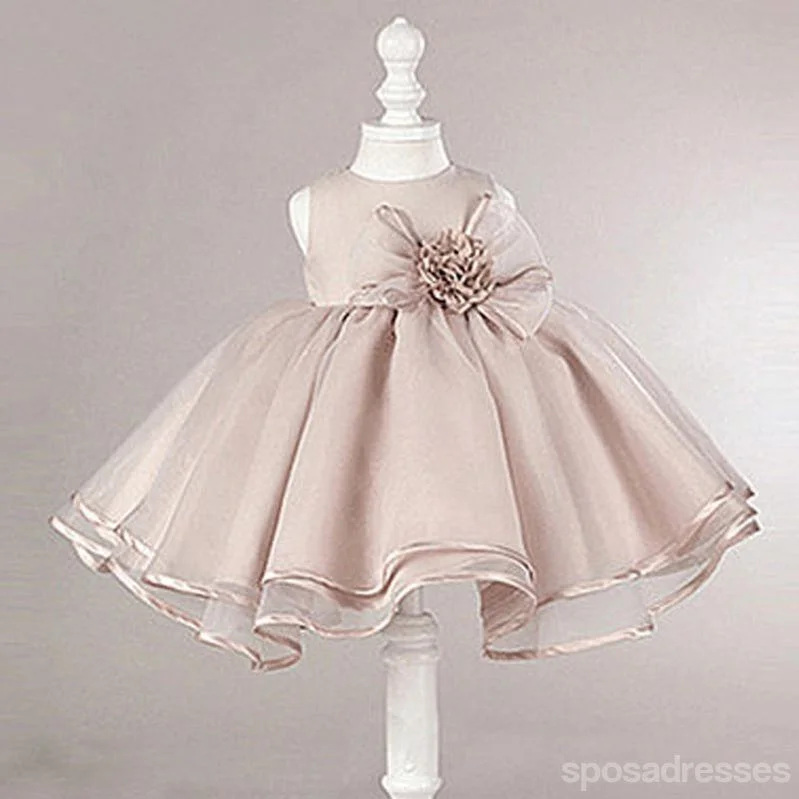 Super Sale Dusty Pink Satin Tulle Zip Up Flower Girl Dresses, Lovely Little Girl Dresses with Flower Bow, FG030 Super Sale Dusty Pink Satin Tulle Zip Up Flower Girl Dresses, Lovely Little Girl Dresses with Flower Bow, FG030