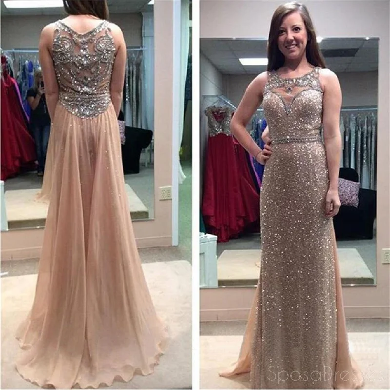 Bonus Savings Charming Long See Through Sequin Rhinestone Prom Dresses,PD0069