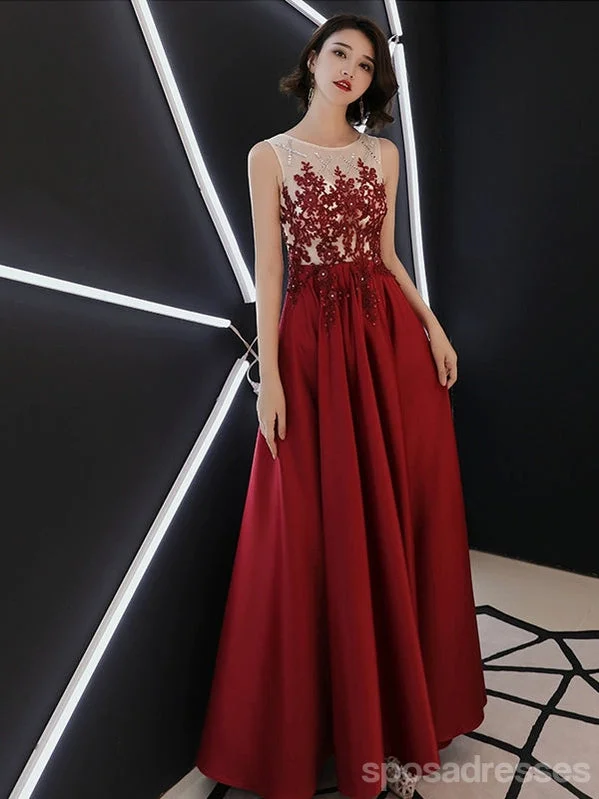 Crazy Deals Red A-line Sleeveless Jewel Maxi Long Prom Dresses Online,PD0071
