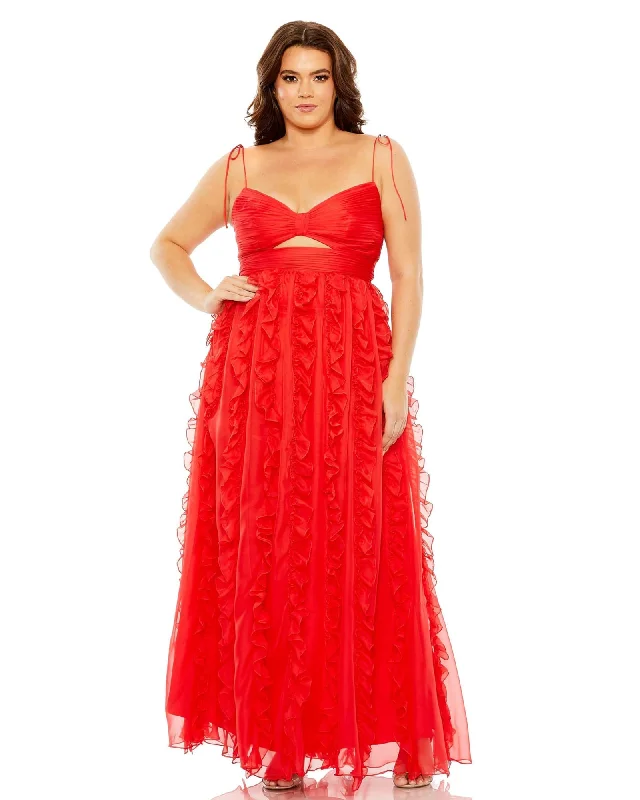 Price Cut Keyhole Detail Chiffon Sleeveless Gown | Cherry