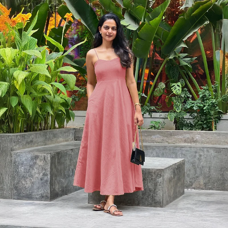 Limited Time Discount Red 100% Cotton Flared Sundress