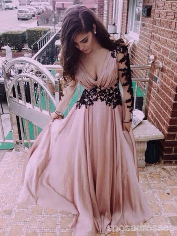 Early Bird Discount Long Sleeve Prom Dresses,Long Prom Dresses, V-neck Prom Dresses,Long Sleeve Prom Dresses, Chiffon Prom Dresses, Popular Prom Dresses,Custom Prom Dresses,Prom Dresses Online,PD0112
