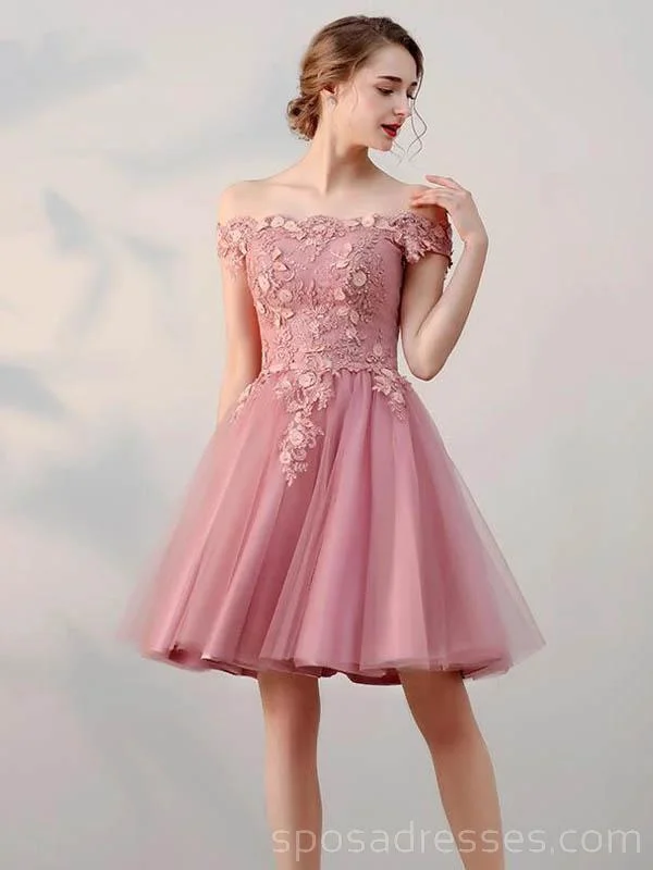 Price Cut Off Shoulder Dusty Pink Cheap Homecoming Dresses Online, Cheap Short Prom Dresses, CM742