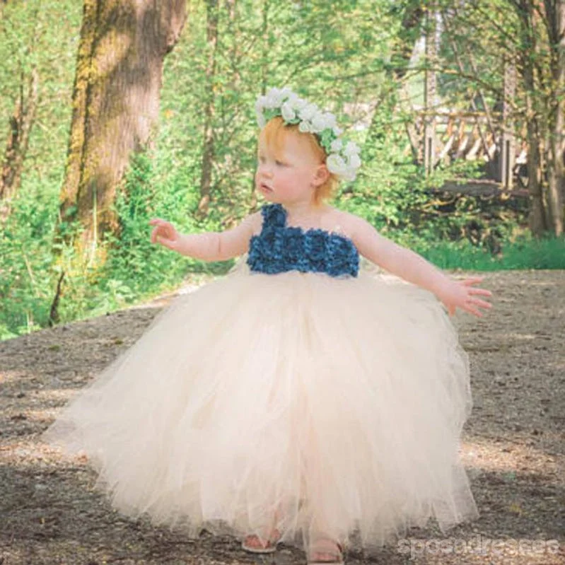 Friends and Family Sale One Shoulder Blue flower Top Tulle Flower Girl Dresses, Lovely Tutu Dresses, FG036 Friends and Family Sale One Shoulder Blue flower Top Tulle Flower Girl Dresses, Lovely Tutu Dresses, FG036