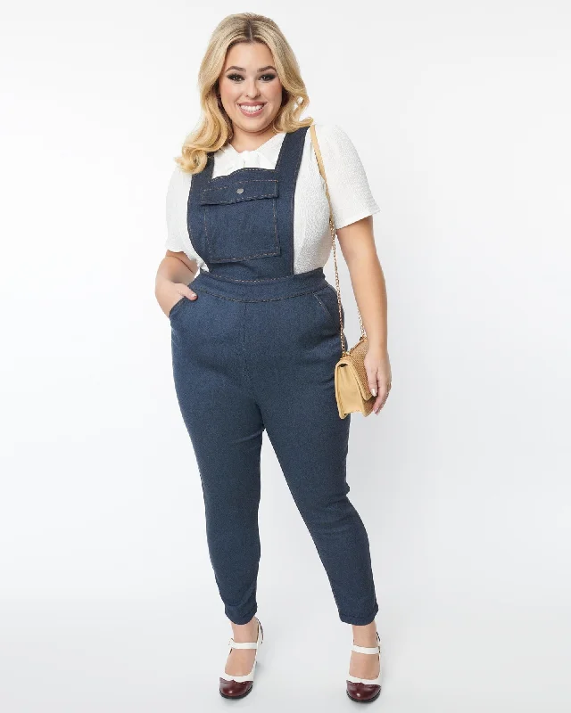 Incredible Offers Unique Vintage Dark Denim Overalls | Blue