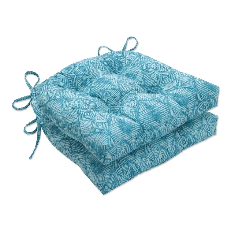 Overstock Pillow Perfect Outdoor Nesco Caribe Reversible Chair Pad (Set of 2) - 15.5 X 16 X 4 - 15.5 X 16 X 4