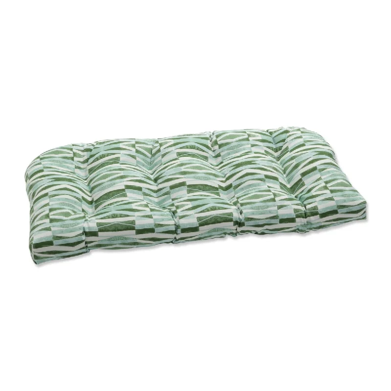 Blowout Deals Pillow Perfect Outdoor Nevis Waves Aloe Wicker Loveseat Cushion - 19 X 44 X 5 - 19 X 44 X 5