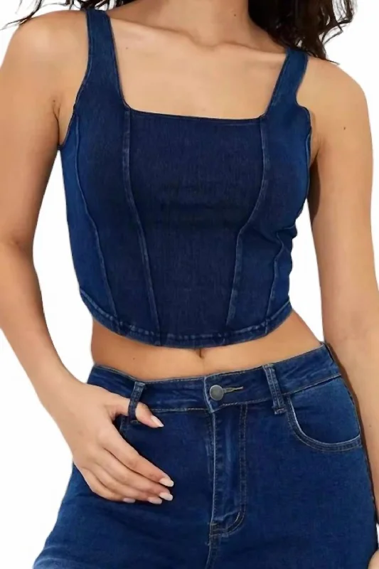 Major Savings Dallas Vintage Washed Denim Tank Top In Dark Blue