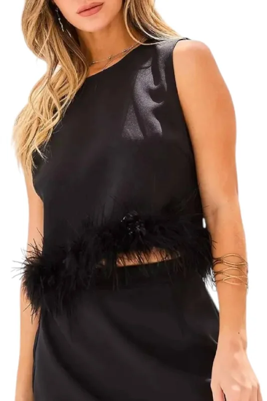 Shop and Save Festive Feathers Crop Top In Black