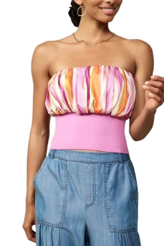 Price Cut Spring Stripe Tube Top In Pink