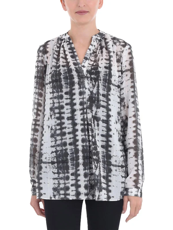Clearance Sale Womens Tie Dye Metallic Henley
