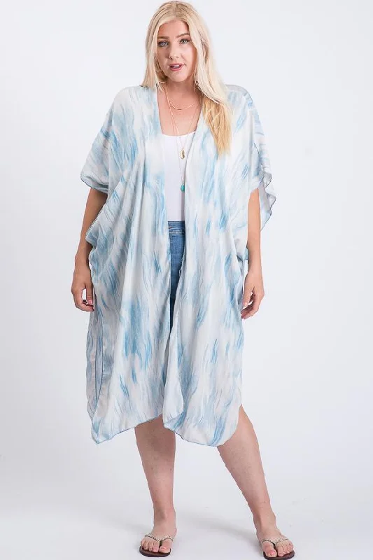Hurry In Zebra Print Short Sleeve Maxi Kimono
